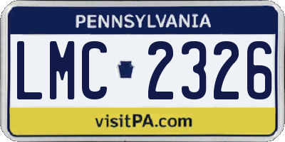PA license plate LMC2326