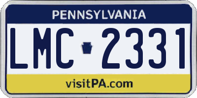 PA license plate LMC2331