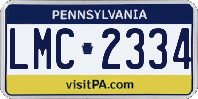 PA license plate LMC2334