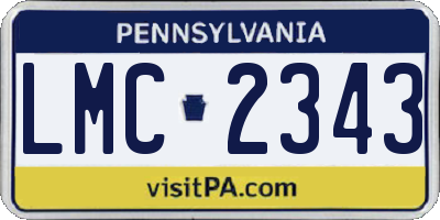 PA license plate LMC2343