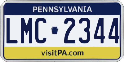 PA license plate LMC2344