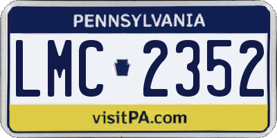 PA license plate LMC2352