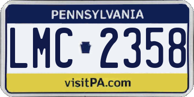 PA license plate LMC2358