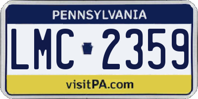 PA license plate LMC2359