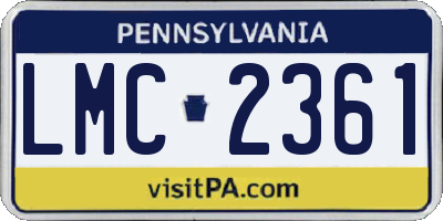 PA license plate LMC2361