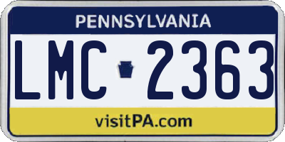 PA license plate LMC2363