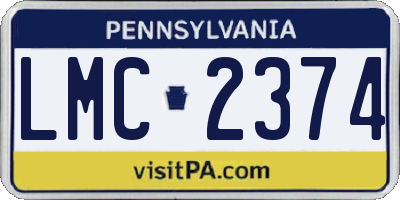 PA license plate LMC2374