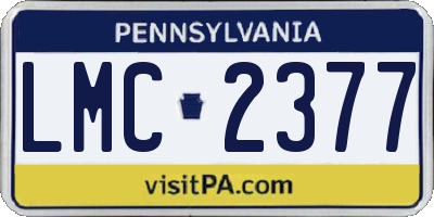 PA license plate LMC2377