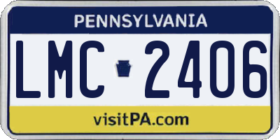 PA license plate LMC2406