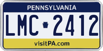 PA license plate LMC2412