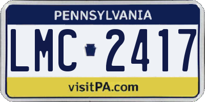 PA license plate LMC2417