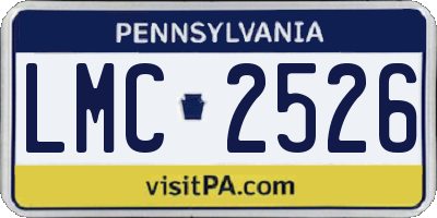 PA license plate LMC2526