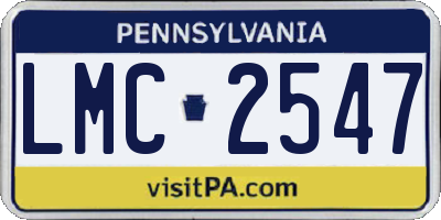 PA license plate LMC2547