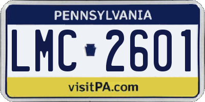 PA license plate LMC2601