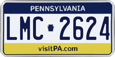 PA license plate LMC2624