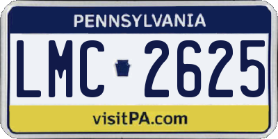 PA license plate LMC2625
