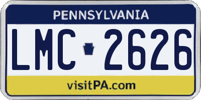 PA license plate LMC2626