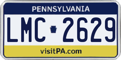PA license plate LMC2629