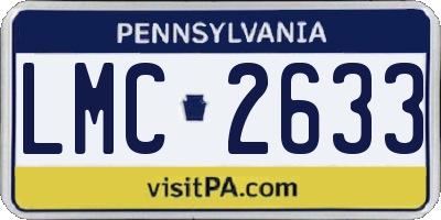 PA license plate LMC2633