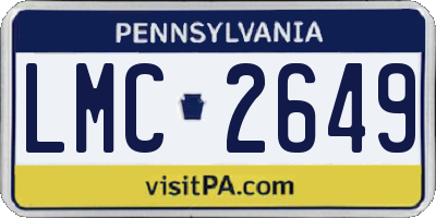 PA license plate LMC2649