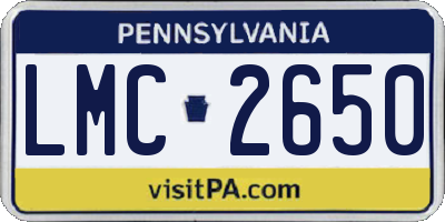 PA license plate LMC2650