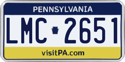 PA license plate LMC2651