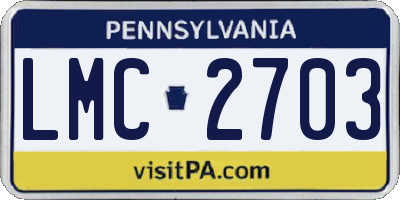 PA license plate LMC2703