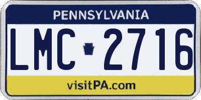 PA license plate LMC2716