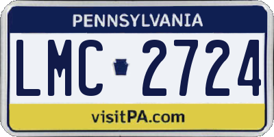 PA license plate LMC2724