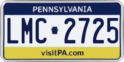 PA license plate LMC2725