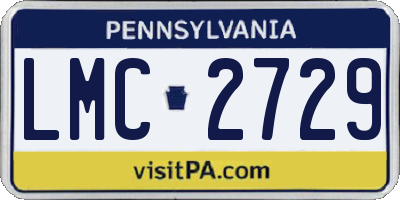 PA license plate LMC2729