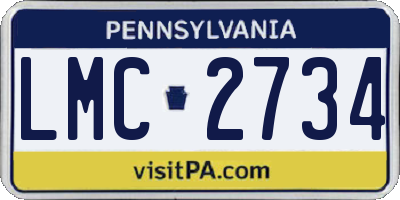 PA license plate LMC2734