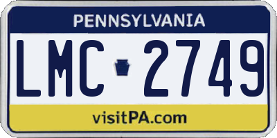 PA license plate LMC2749
