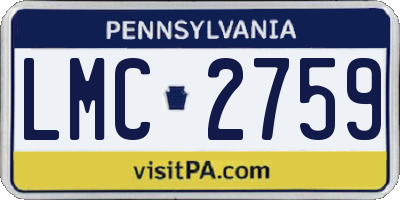PA license plate LMC2759