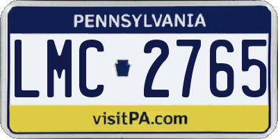 PA license plate LMC2765