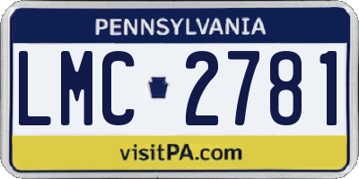 PA license plate LMC2781