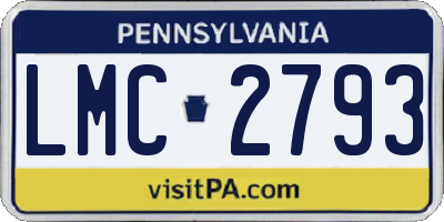 PA license plate LMC2793