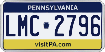 PA license plate LMC2796