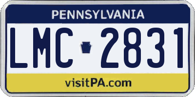 PA license plate LMC2831