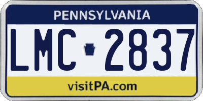 PA license plate LMC2837