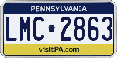 PA license plate LMC2863