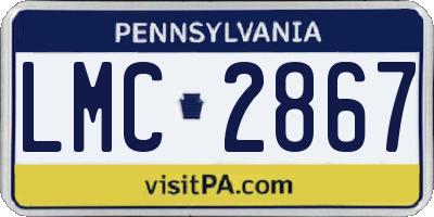 PA license plate LMC2867