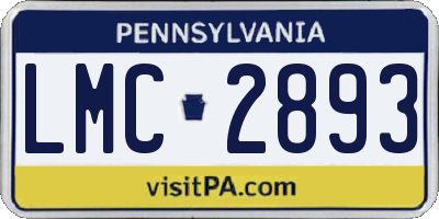 PA license plate LMC2893