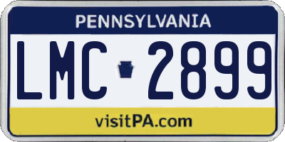 PA license plate LMC2899