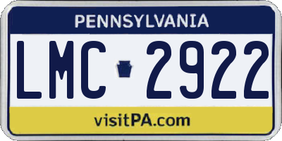 PA license plate LMC2922