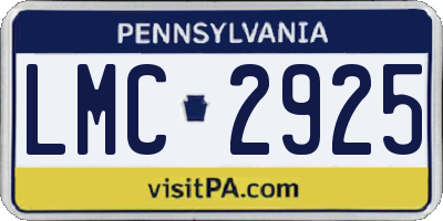 PA license plate LMC2925