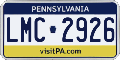 PA license plate LMC2926