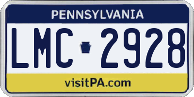 PA license plate LMC2928