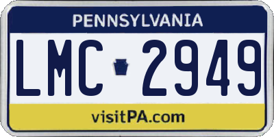 PA license plate LMC2949