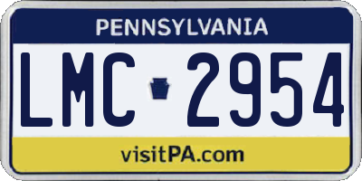 PA license plate LMC2954
